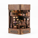 Magic Book Nook Kit wizard workshop with potion bottles, owl decoration and miniature magic room