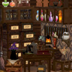 Magic Book Nook Kit miniature interior with potion bottles black cat owl and detailed fantasy room decorations