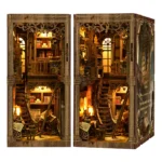 Ancient Book Collection Room DIY Book Nook Kit double view with LED library scene