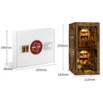 Ancient Book Collection Room DIY Book Nook Kit size dimensions and miniature bookshelf display measurements