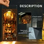 Royal Tailor Shop Book Nook features a touch switch light system and dustproof acrylic panel for elegant display and protection.