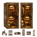Ancient Book Collection Room DIY Book Nook Kit interior layout with bookshelves, ladder, reading desk and miniature furniture