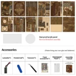 Ancient Book Collection Room DIY Book Nook Kit accessories, wooden boards, acrylic panels, LED parts and assembly manual