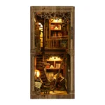 Ancient Book Collection Room DIY Book Nook Kit detailed library interior with shelves, stairs and warm LED glow