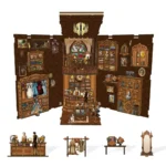 Royal Tailor Shop Book Nook interior layout showing the multi-level miniature room, tailor workspace and detailed furniture design.