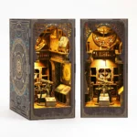 Astronomy Museum Book Nook DIY Kit interior with miniature observatory, telescope, vintage astronomy charts and LED lighting