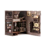 Astronomy Museum Book Nook DIY Kit with miniature observatory room, vintage telescope, bookshelves and science decor
