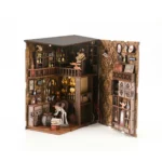 Magic Night Book Nook open structure display showing expanded miniature rooms, magical shelves, potion area and detailed interior layout.