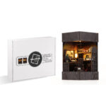 Detective Book Nook DIY kit with gift packaging box, LED miniature detective office model and wooden bookshelf decor
