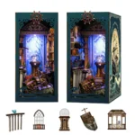 Underwater World Book Nook final display featuring illuminated ocean miniature scenery, shipwreck details and decorative side panels.