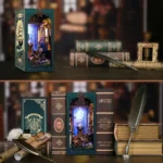 Underwater World Book Nook displayed on a bookshelf with ocean adventure decorations, glowing underwater scenery and nautical miniature details.
