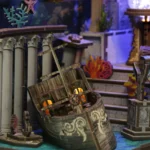 Underwater World Book Nook close-up featuring a sunken ship model, ocean ruins, coral decorations and realistic miniature details.