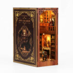 Fairy Book Nook DIY Kit open book design with miniature library, fireplace, staircase and warm LED lighting