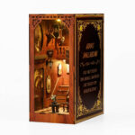 Fairy Book Nook DIY Kit miniature house interior with staircase, vintage doorway, wall decor and warm LED lights