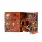 Fairy Book Nook DIY Kit open miniature mansion layout with library, piano room, staircase and detailed wooden interior