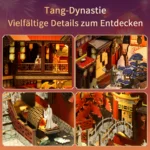 Tang Dynasty Book Nook DIY Kit with miniature Chinese architecture, lanterns, ancient street scenes and handcrafted details