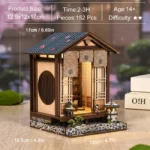 Zen Moss Lantern DIY kit measuring 12.5 × 12 × 17 cm, with 152 pieces; estimated assembly time of 2 to 3 hours, and recommended for ages 14 and up.
